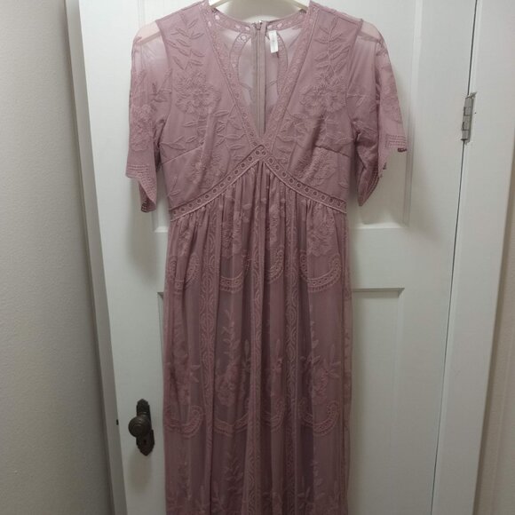 Lace Maxi Dress Dusty Mauve - Picture 1 of 5